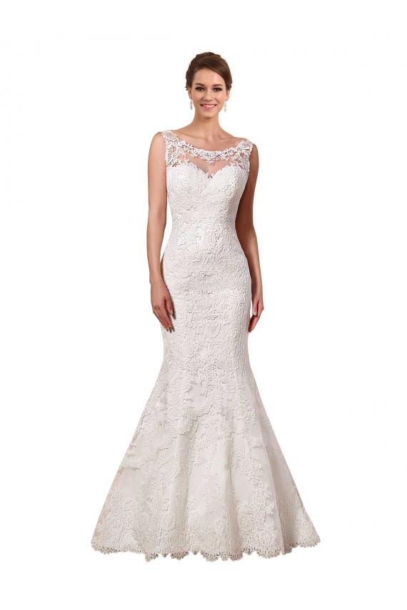 Chapel Train Long Sleeveless Lace Ivory Mermaid Sexy Wedding Dress Colchester