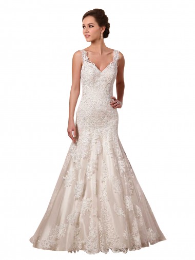 Chapel Train Sleeveless Tulle & Lace Ivory Mermaid Bridal Wedding Dress Colchester