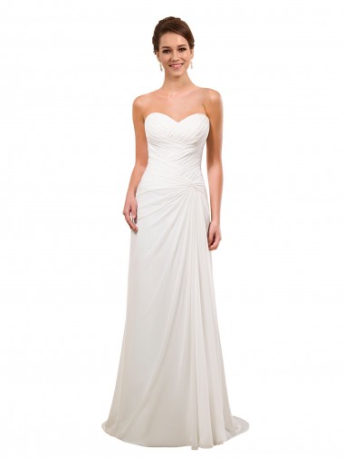 Chapel Train Sleeveless Soft Chiffon Ivory Sheath Wedding Gowns Colchester