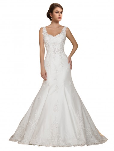 Chapel Train Cap Sleeves Lace Ivory Mermaid Wedding Dress Colchester