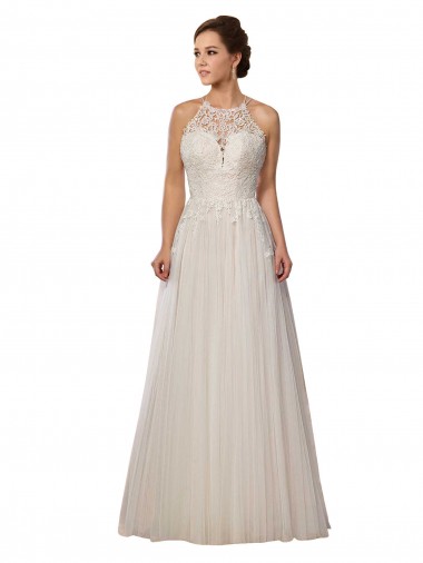 Sweep Train Sleeveless Tulle Ivory A-Line Wedding Dress Colchester