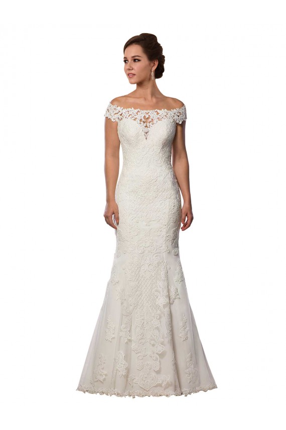 Chapel Train Cap Sleeves Lace Ivory Mermaid Boho Wedding Dress Colchester