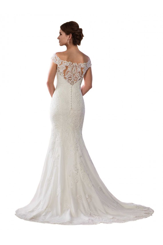 Chapel Train Cap Sleeves Lace Ivory Mermaid Boho Wedding Dress Colchester