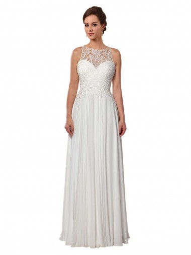 Sweep Train Sleeveless Soft Chiffon Ivory A-Line Boho Wedding Dress Colchester