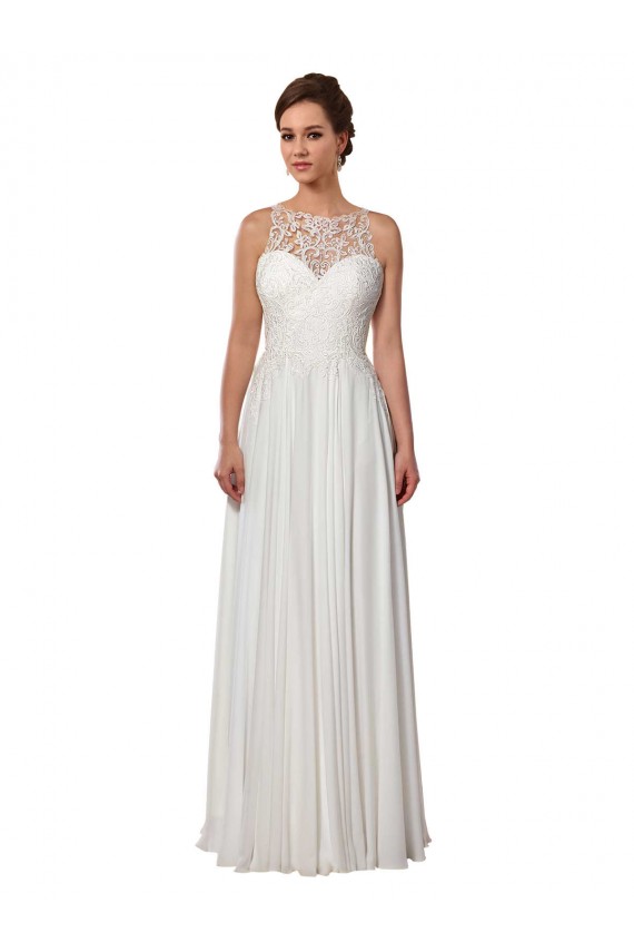 Sweep Train Sleeveless Soft Chiffon Ivory A-Line Boho Wedding Dress Colchester