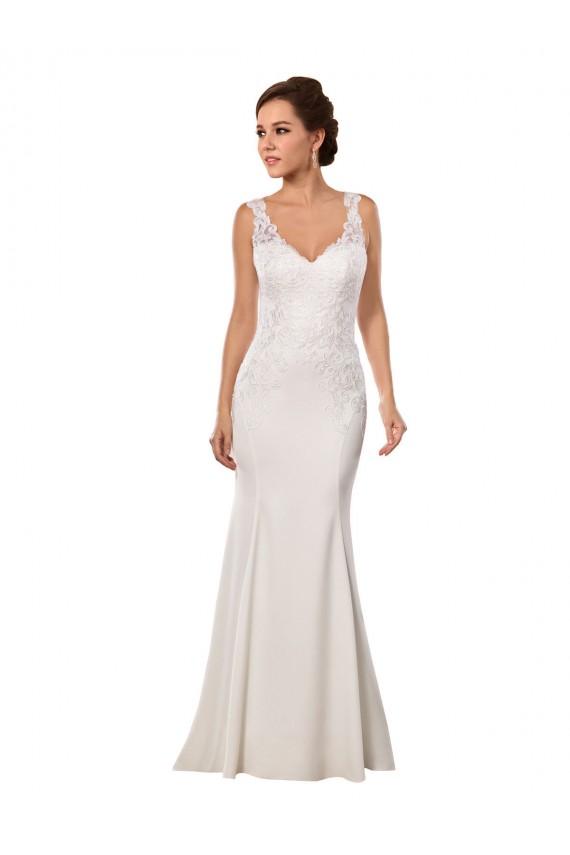 Chapel Train Sleeveless Lace & Stretch Crepe Ivory Mermaid Sexy Wedding Dress Colchester