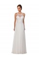 Chapel Train Sleeveless Soft Chiffon Ivory Illusion Neck Sheath Wedding Dress Colchester