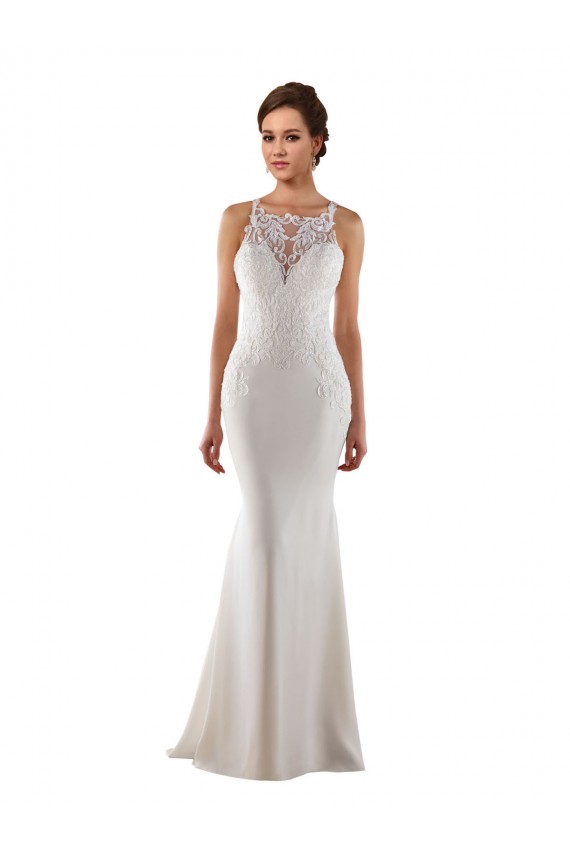 Sweep Train Sleeveless Lace & Stretch Crepe Ivory Mermaid Modern Wedding Dress Colchester