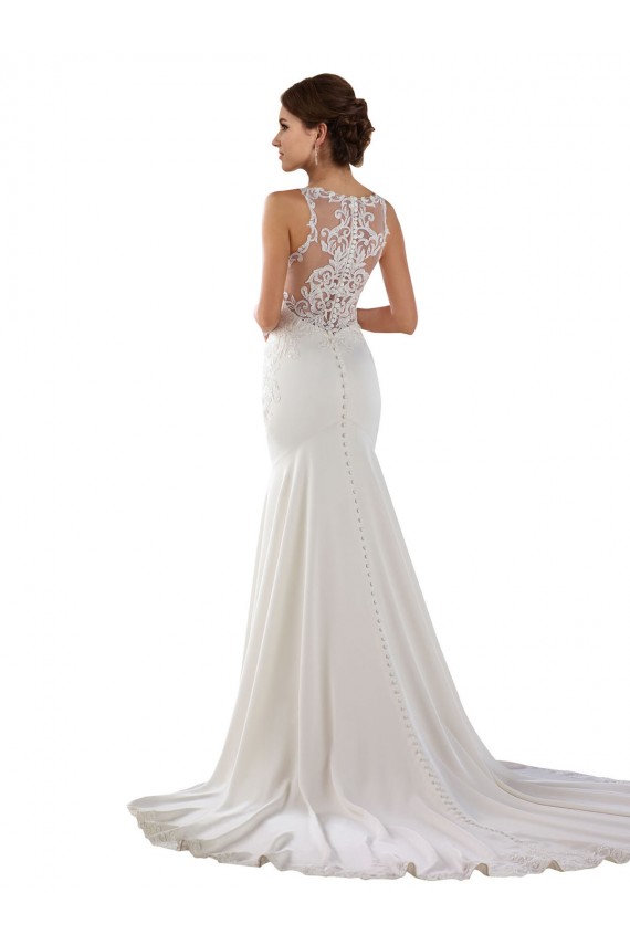 Sweep Train Sleeveless Lace & Stretch Crepe Ivory Mermaid Modern Wedding Dress Colchester
