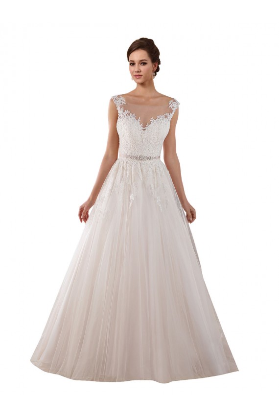 Chapel Train Sleeveless Tulle & Lace Ivory Ball Gown Wedding Dress Colchester