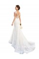 Chapel Train Cap Sleeves Lace White Illusion Neck Mermaid Wedding Dress Colchester