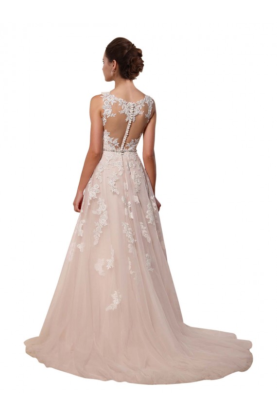Chapel Train Sleeveless Tulle & Lace Ivory Sweetheart A-Line Wedding Dress Colchester