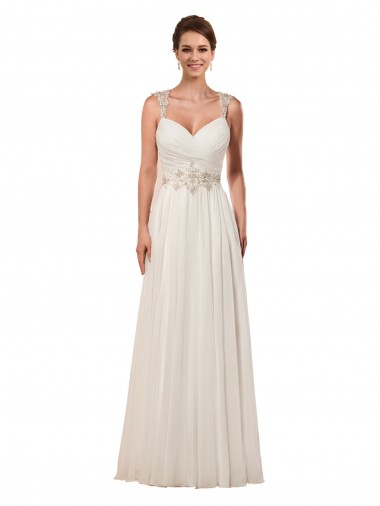 Chapel Train Sleeveless Soft Chiffon Ivory Sheath Wedding Dress Colchester