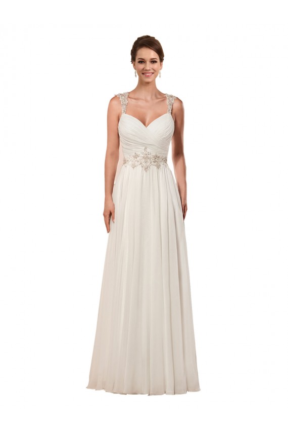 Chapel Train Sleeveless Soft Chiffon Ivory Sheath Wedding Dress Colchester