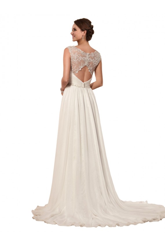 Chapel Train Sleeveless Soft Chiffon Ivory Sheath Wedding Dress Colchester