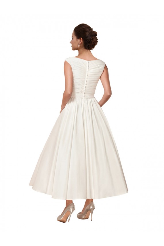 Ankle Length Sleeveless Satin Ivory A-Line Wedding Dress Colchester