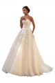 Chapel Train Sleeveless Tulle & Lace Ivory & Champagne Ball Gown Wedding Dress Colchester
