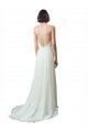 Chapel Train Sleeveless Soft Chiffon & Lace Ivory A-Line Beach Wedding Dress Colchester