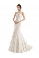 Chapel Train Sleeveless Lace Ivory Illusion Neck Mermaid Wedding Dress Colchester