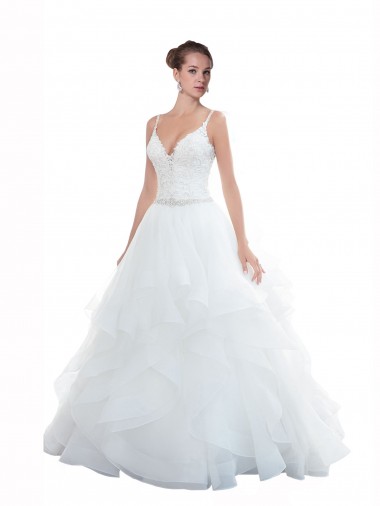 Chapel Train Sleeveless Tulle White Ball Gown Beach Wedding Dress Colchester