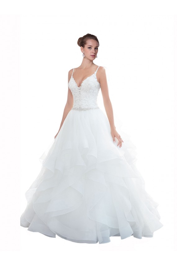 Chapel Train Sleeveless Tulle White Ball Gown Beach Wedding Dress Colchester