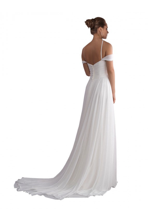 Sweep Train Sleeveless Soft Chiffon Ivory A-Line Beach Wedding Dress Colchester
