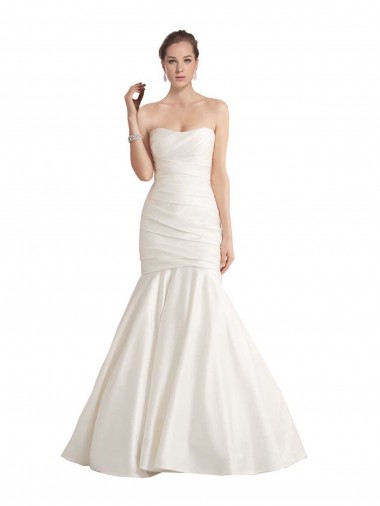 Chapel Train Sleeveless Satin Ivory Strapless Mermaid Beach Wedding Dress Colchester