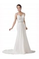 Chapel Train Sleeveless Soft Chiffon White Sheath Beach Wedding Dress Colchester