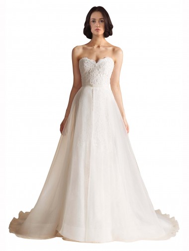 Sweep Train Sleeveless Tulle Ivory A-Line Bridal Wedding Dress Colchester