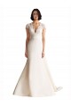 Chapel Train Cap Sleeves Satin Ivory A-Line Wedding Dress Colchester