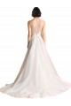 Chapel Train Sleeveless Tulle Ivory Illusion Neck A-Line Wedding Dress Colchester