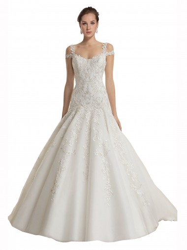 Sweep Train Sleeveless Tulle & Lace Ivory Off the Shoulder Mermaid Wedding Dress Colchester