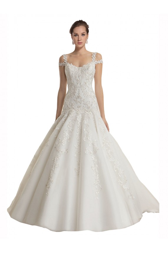 Sweep Train Sleeveless Tulle & Lace Ivory Off the Shoulder Mermaid Wedding Dress Colchester