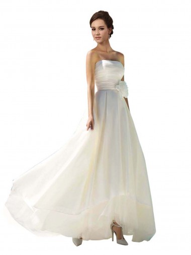 Long Sleeveless Soft Chiffon Ivory A-Line Wedding Dress Colchester