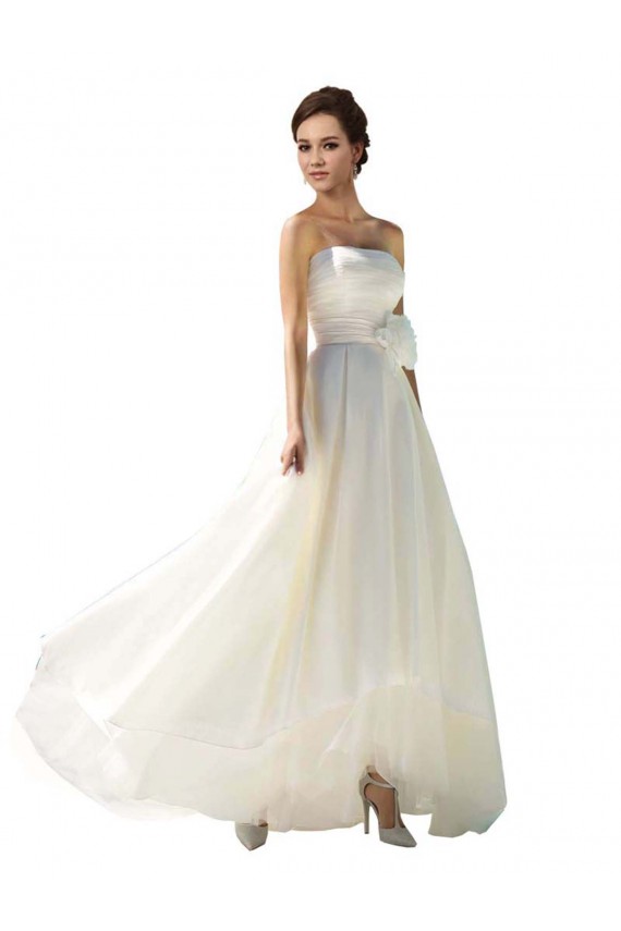 Long Sleeveless Soft Chiffon Ivory A-Line Wedding Dress Colchester