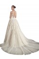 Chapel Train Sleeveless Tulle Ivory & Champagne Illusion Neck A-Line Wedding Dress Colchester
