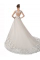 Chapel Train Sleeveless Tulle & Lace Ivory & Champagne Sweetheart A-Line Wedding Dress Colchester