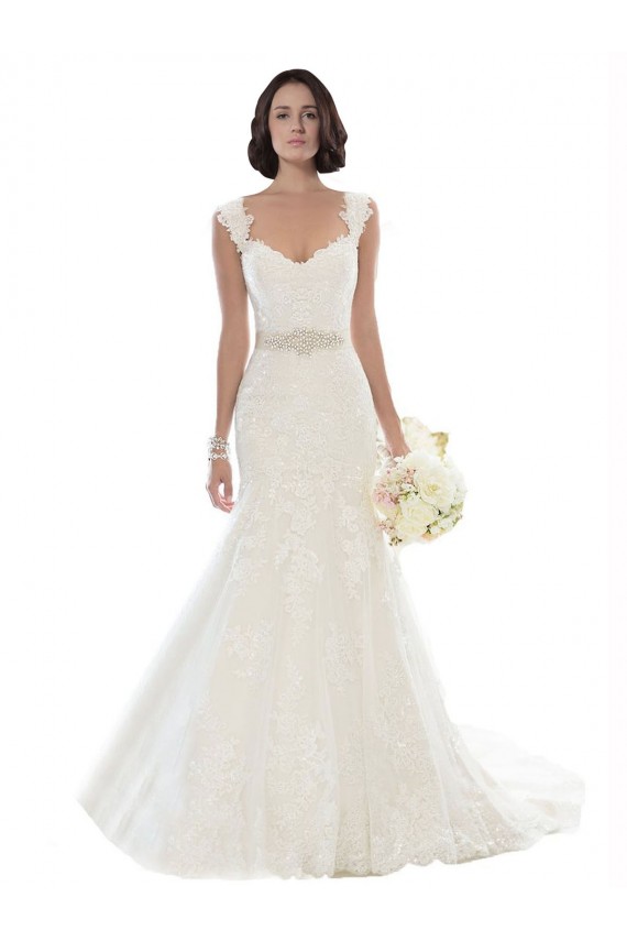 Chapel Train Sleeveless Lace White Mermaid Beach Wedding Dress Colchester