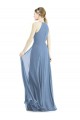 Long Sleeveless Soft Chiffon Dusty Blue Halter Neck A-Line Semi Formal Evening Dress / Bridesmaid Dress Colchester