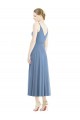 Tea Length Sleeveless Soft Chiffon Dusty Blue A-Line Bridesmaid Dress Colchester