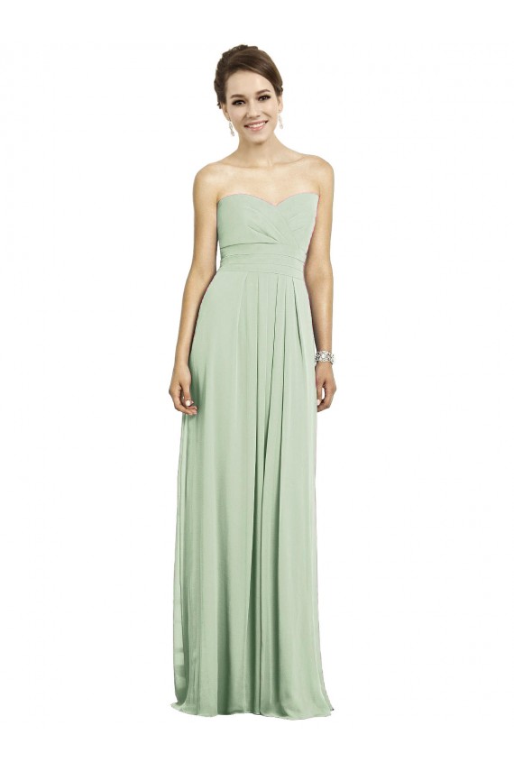 Long Sleeveless Soft Chiffon Sage A-Line Bridesmaid Dress Colchester