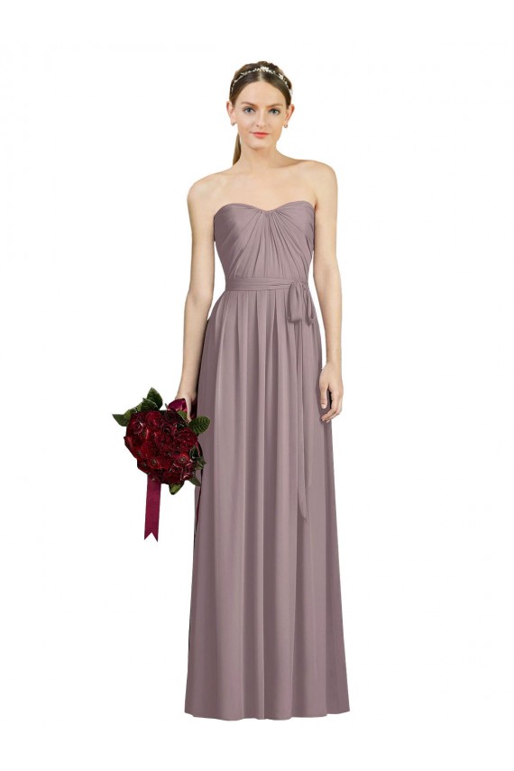 Long Sleeveless Soft Chiffon Dusty Rose A-Line Bridesmaid Dress Colchester