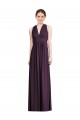 Long Sleeveless Soft Chiffon Grape V-Neck A-Line Bridesmaid Dress Colchester
