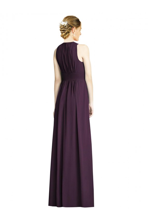 Long Sleeveless Soft Chiffon Grape V-Neck A-Line Bridesmaid Dress Colchester