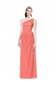 Long Sleeveless Soft Chiffon Coral One Shoulder A-Line Bridesmaid Dress Colchester