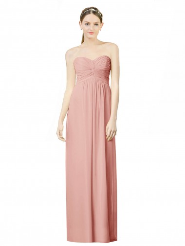 Long Sleeveless Soft Chiffon Bliss Pink Sweetheart A-Line Bridesmaid Dress Colchester