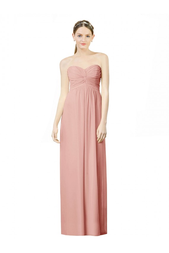 Long Sleeveless Soft Chiffon Bliss Pink Sweetheart A-Line Bridesmaid Dress Colchester