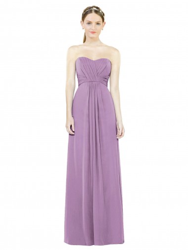 Long Sleeveless Soft Chiffon Dark Lavender Sweetheart A-Line Bridesmaid Dress Colchester