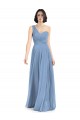 Long Sleeveless Soft Chiffon Dusty Blue One Shoulder A-Line Formal Dress / Bridesmaid Dress Colchester