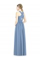 Long Sleeveless Chiffon Dusty Blue V-Neck A-Line Bridesmaid Gowns Colchester